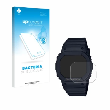 Front side of a product packaging with the brand logo upscreen. Next to it is the device Casio G-Shock GMD-S5600 shown with th