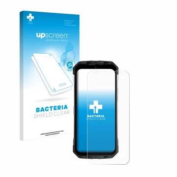 Front side of a product packaging with the brand logo upscreen. Next to it is the device Doogee S100 Pro shown with the corres