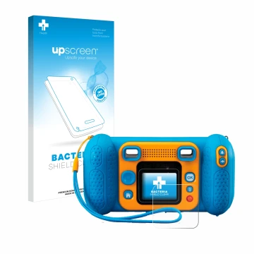 Front side of a product packaging with the brand logo upscreen. Next to it is the device Vtech Kidizoom Kid 4 shown with the c