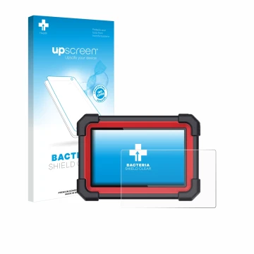 Front side of a product packaging with the brand logo upscreen. Next to it is the device Launch X-431 CRP 919E BT shown with t