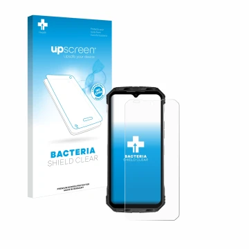 Front side of a product packaging with the brand logo upscreen. Next to it is the device Doogee S110 shown with the correspond