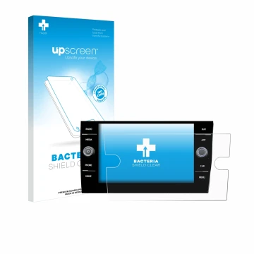 Front side of a product packaging with the brand logo upscreen. Next to it is the device Volkswagen Taigo Discover Media 8” 20