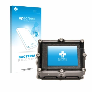 Front side of a product packaging with the brand logo upscreen. Next to it is the device Shearwater Petrel 2 dive computer sho