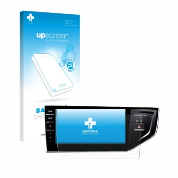 Front side of a product packaging with the brand logo upscreen. Next to it is the device Volkswagen Polo VI Discover Pro 9,2