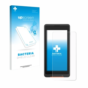 Front side of a product packaging with the brand logo upscreen. Next to it is the device Sunmi P2 Lite SE shown with the corre