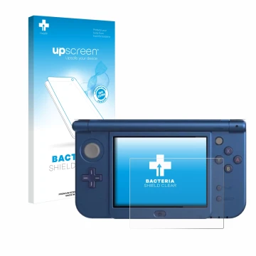 Front side of a product packaging with the brand logo upscreen. Next to it is the device Nintendo New 3DS XL (Lower display) s