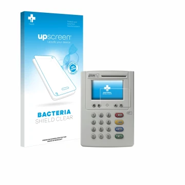 Front side of a product packaging with the brand logo upscreen. Next to it is the device ingenico eHealth ORGA Neo 6141 shown 