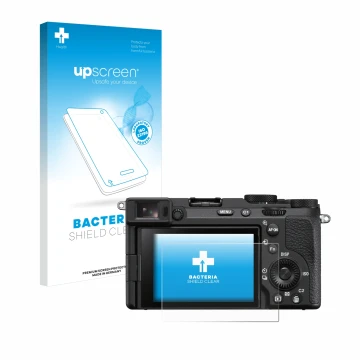 Front side of a product packaging with the brand logo upscreen. Next to it is the device Sony Alpha 7CR shown with the corresp