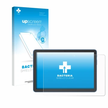 Front side of a product packaging with the brand logo upscreen. Next to it is the device Amazon Fire HD 10 2023 (13th. Gen.) s