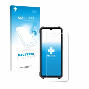 Front side of a product packaging with the brand logo upscreen. Next to it is the device Oukitel WP28 shown with the correspon