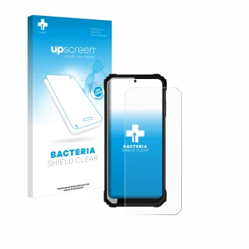 Front side of a product packaging with the brand logo upscreen. Next to it is the device Oukitel WP23 shown with the correspon