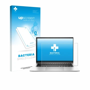 Front side of a product packaging with the brand logo upscreen. Next to it is the device HP EliteBook 845 G10 shown with the c