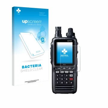 Front side of a product packaging with the brand logo upscreen. Next to it is the device Yaesu FTA-850L shown with the corresp