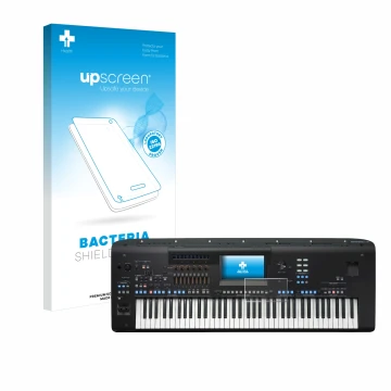 Front side of a product packaging with the brand logo upscreen. Next to it is the device Yamaha Genos2 shown with the correspo
