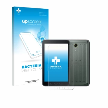 Front side of a product packaging with the brand logo upscreen. Next to it is the device Samsung Galaxy Tab Active 5 (portrait