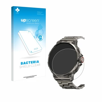 Front side of a product packaging with the brand logo upscreen. Next to it is the device Tesofit Smartwatch 1.85