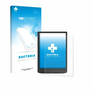 Front side of a product packaging with the brand logo upscreen. Next to it is the device Vivlio InkPad 4 shown with the corres