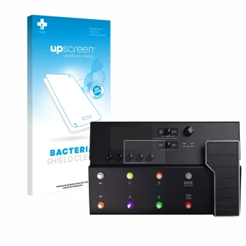Front side of a product packaging with the brand logo upscreen. Next to it is the device Line 6 POD Go shown with the correspo