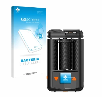 Front side of a product packaging with the brand logo upscreen. Next to it is the device Storz & Bickel Mighty + shown with th