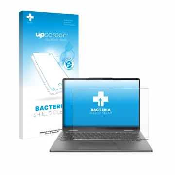 Front side of a product packaging with the brand logo upscreen. Next to it is the device Lenovo Yoga 7 2-in-1 Gen 9 14