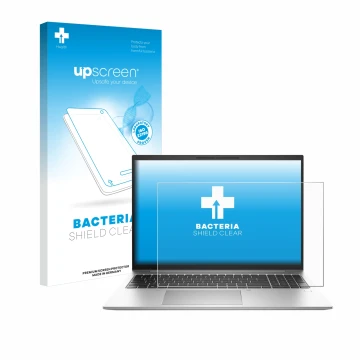 Front side of a product packaging with the brand logo upscreen. Next to it is the device HP EliteBook 865 G10 shown with the c