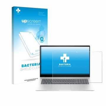 Front side of a product packaging with the brand logo upscreen. Next to it is the device HP Envy 17 2024 shown with the corres