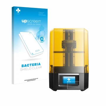 Front side of a product packaging with the brand logo upscreen. Next to it is the device Anycubic Photon Mono M5s shown with t