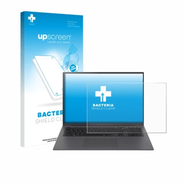 Front side of a product packaging with the brand logo upscreen. Next to it is the device LG gram 17