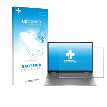 Front side of a product packaging with the brand logo upscreen. Next to it is the device HP Envy x360 2-in-1 16 shown with the