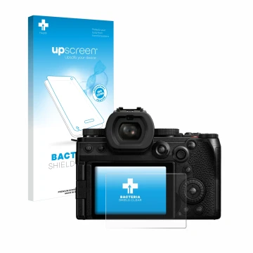 Front side of a product packaging with the brand logo upscreen. Next to it is the device Panasonic Lumix DC-S5II shown with th