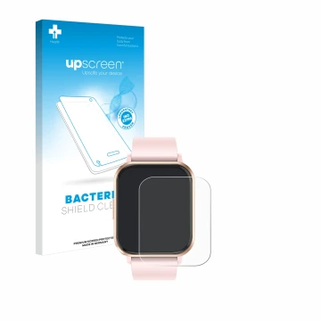 Front side of a product packaging with the brand logo upscreen. Next to it is the device walkbee Smartwatch 1.83