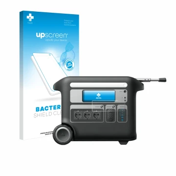 Front side of a product packaging with the brand logo upscreen. Next to it is the device Anker SOLIX F2000 shown with the corr