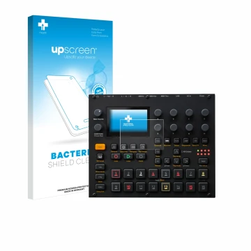 Front side of a product packaging with the brand logo upscreen. Next to it is the device Elektron Digitakt II shown with the c