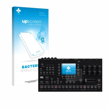 Front side of a product packaging with the brand logo upscreen. Next to it is the device Elektron Octatrack MKII shown with th