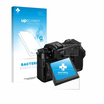 Front side of a product packaging with the brand logo upscreen. Next to it is the device Fujifilm GFX100S II (Display + top pl