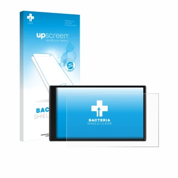 Front side of a product packaging with the brand logo upscreen. Next to it is the device Garmin CamperVan shown with the corre