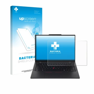 Front side of a product packaging with the brand logo upscreen. Next to it is the device Lenovo ThinkPad T14s Gen 6 shown with