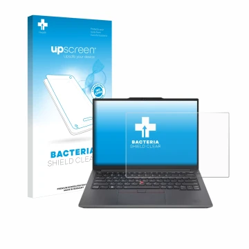 Front side of a product packaging with the brand logo upscreen. Next to it is the device Lenovo ThinkPad E14 Gen 6 shown with 