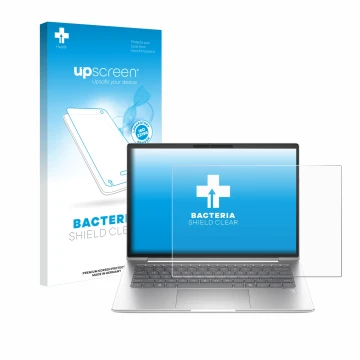 Front side of a product packaging with the brand logo upscreen. Next to it is the device HP EliteBook 645 G11 shown with the c