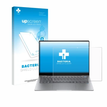 Front side of a product packaging with the brand logo upscreen. Next to it is the device HP OmniBook X AI 14 shown with the co