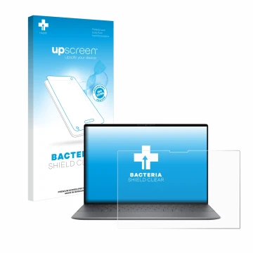 Front side of a product packaging with the brand logo upscreen. Next to it is the device Dell XPS 13 9345 shown with the corre