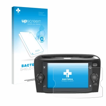 Front side of a product packaging with the brand logo upscreen. Next to it is the device Lancia Ypsilon 7