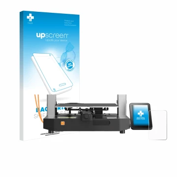 Front side of a product packaging with the brand logo upscreen. Next to it is the device Anycubic Kobra 3 shown with the corre