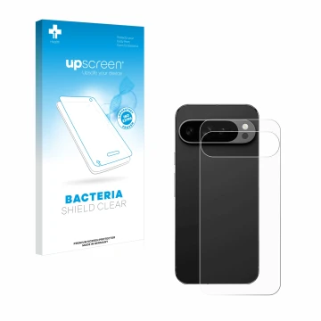 Front side of a product packaging with the brand logo upscreen. Next to it is the device Google Pixel 9 Pro XL (Back) shown wi