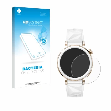 Front side of a product packaging with the brand logo upscreen. Next to it is the device Huawei Watch GT 5 Pro (42 mm) shown w