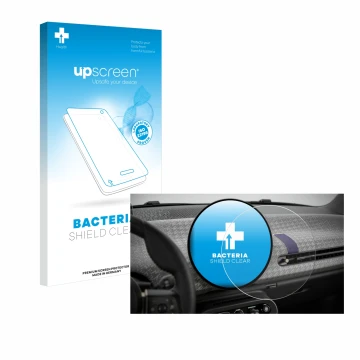 Front side of a product packaging with the brand logo upscreen. Next to it is the device Mini Cooper Electric BJ 2024 shown wi