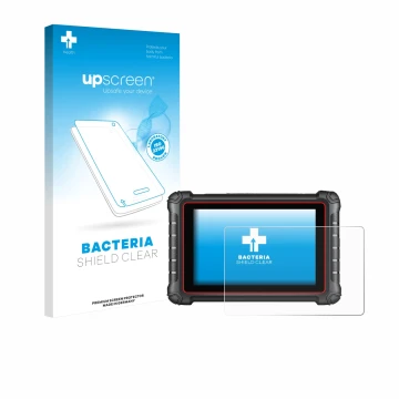 Front side of a product packaging with the brand logo upscreen. Next to it is the device Autel MK900BT shown with the correspo