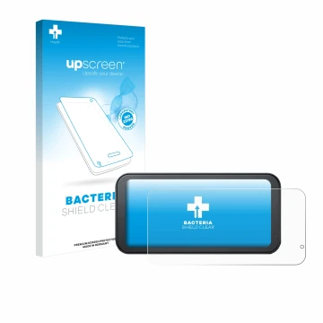 Front side of a product packaging with the brand logo upscreen. Next to it is the device Lamto Motorrad Carplay 6.25