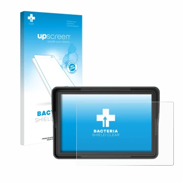 Front side of a product packaging with the brand logo upscreen. Next to it is the device Essgoo Motorrad Carplay 5