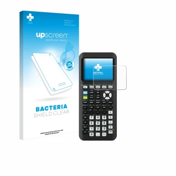 Front side of a product packaging with the brand logo upscreen. Next to it is the device Texas Instruments TI-84 Plus CE-T Pyt